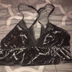 Aerie Grey Velvet Bralette